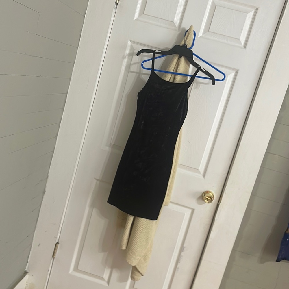 Black velvet mini dress, “Bear Dance”, Small